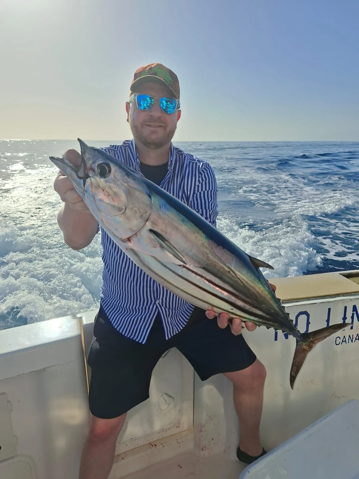 Bonito off South Tenerife Angler with a bonito (skipjack) aboard No Limits One off Tenerife
