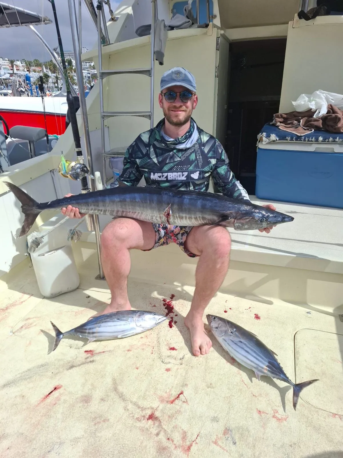 Skipjack tuna off South Tenerife Angler with skipjack tuna on the deck of No Limits One, Tenerife