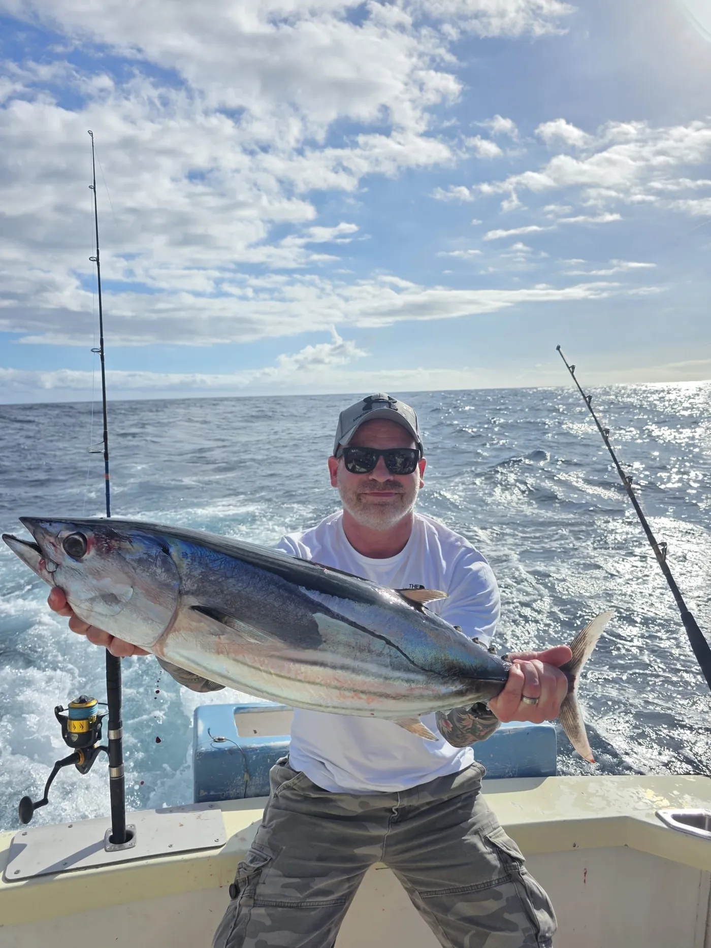 Wahoo — fast trolling off Tenerife Angler with a wahoo caught aboard No Limits One off Tenerife