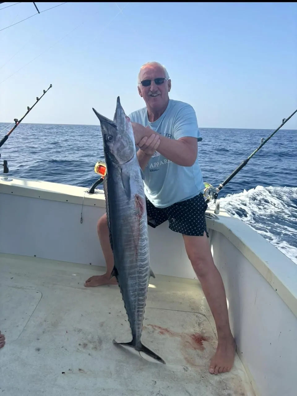 Wahoo off the South Tenerife coast Angler with a wahoo off the Tenerife coast aboard No Limits One